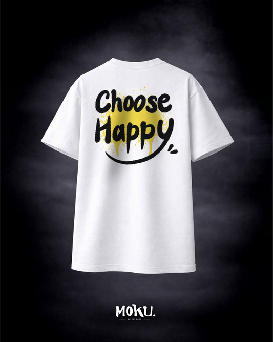 【MOKU.原創】Smile系列 街頭塗鴉風 重磅落肩短T (白)