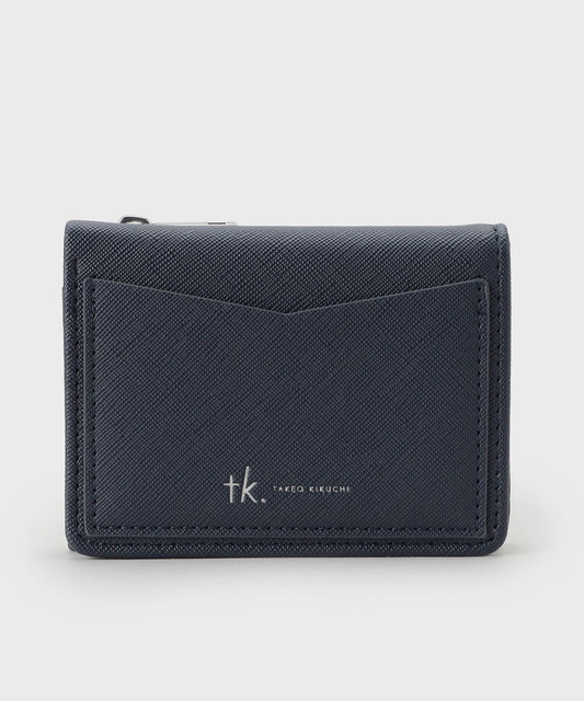 【tk.TAKEO KIKUCHI】質感PU皮革拉鏈零錢袋三折短夾 皮夾 錢包
