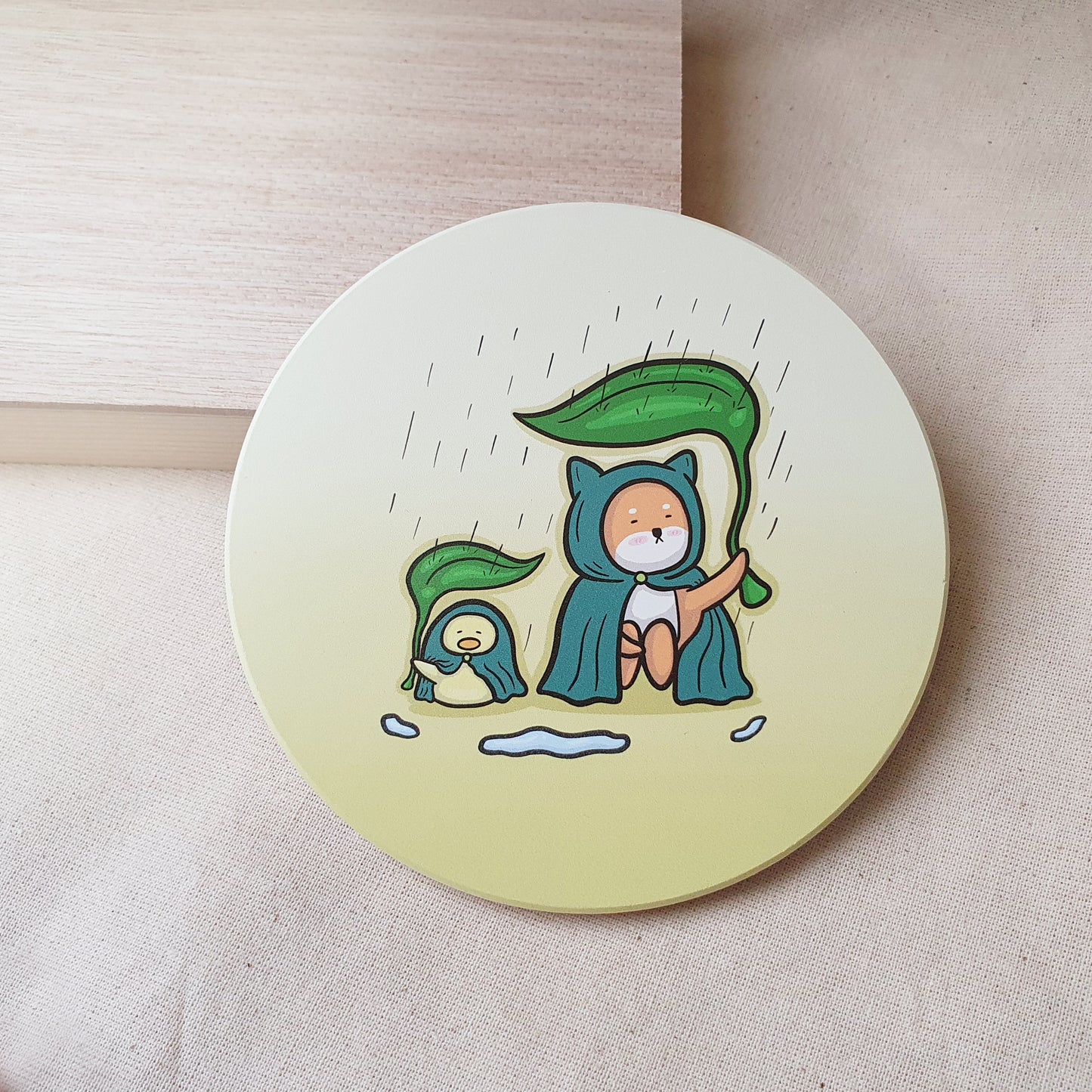 【武士汪汪】鶯歌陶瓷吸水杯墊-一起避雨吧!