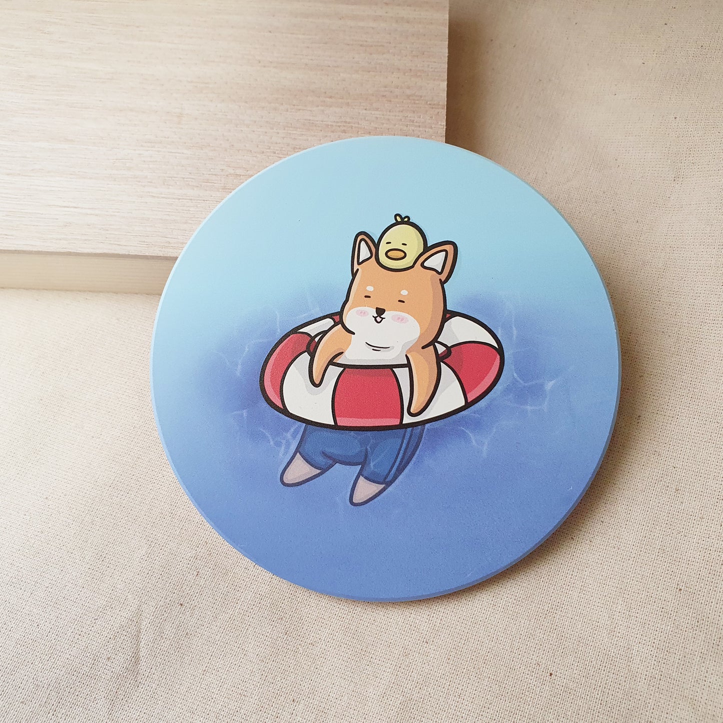 【武士汪汪】鶯歌陶瓷吸水杯墊-夏日消暑趣