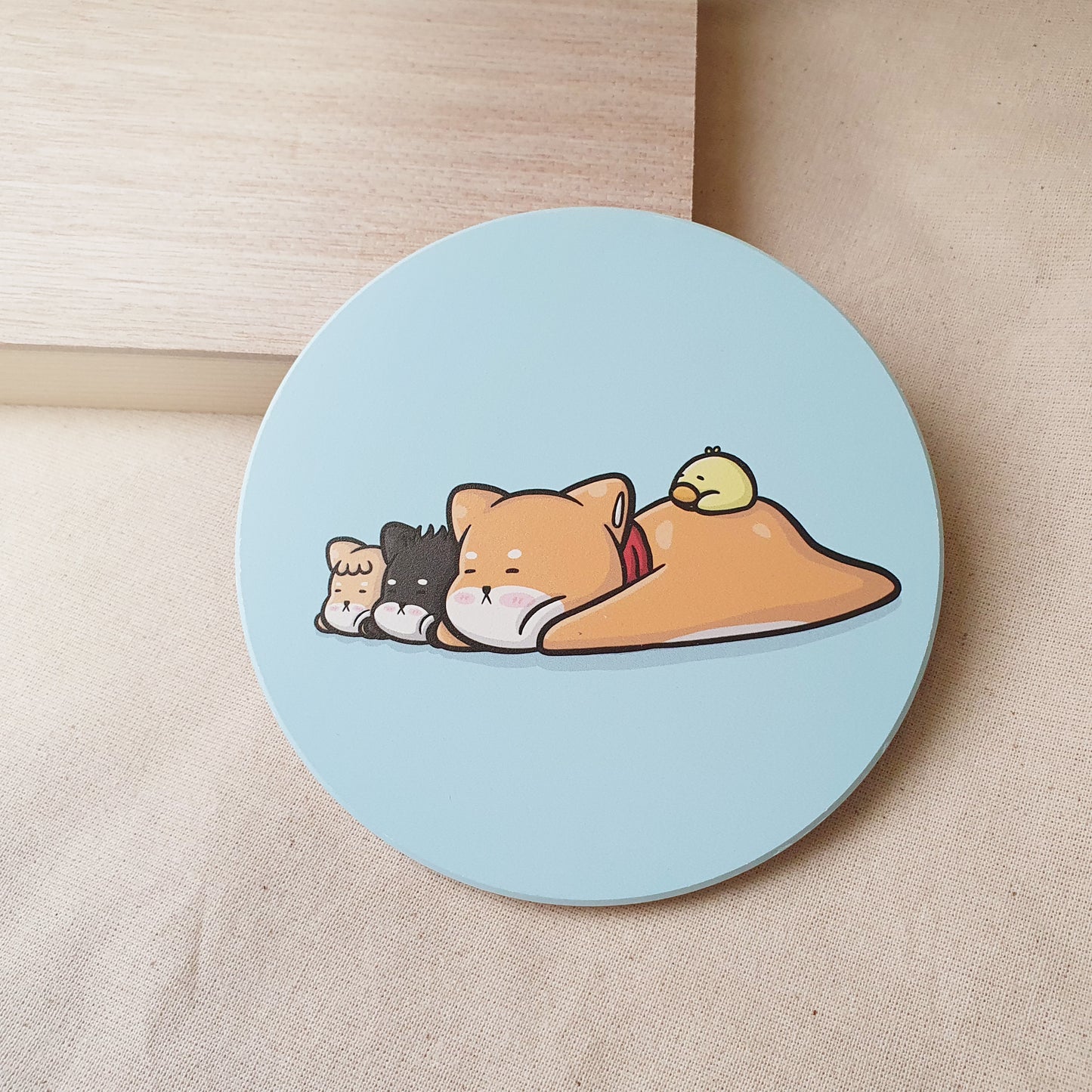 【武士汪汪】鶯歌陶瓷吸水杯墊-不想動。一起耍廢吧