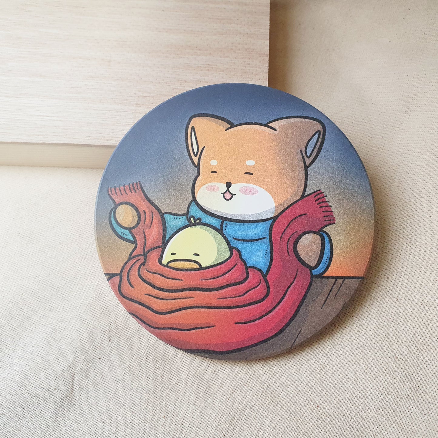 【武士汪汪】鶯歌陶瓷吸水杯墊-暖烘烘的冬天