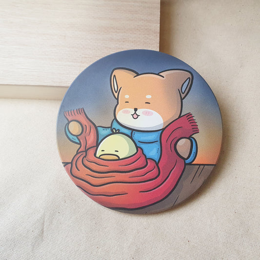 【武士汪汪】鶯歌陶瓷吸水杯墊-暖烘烘的冬天