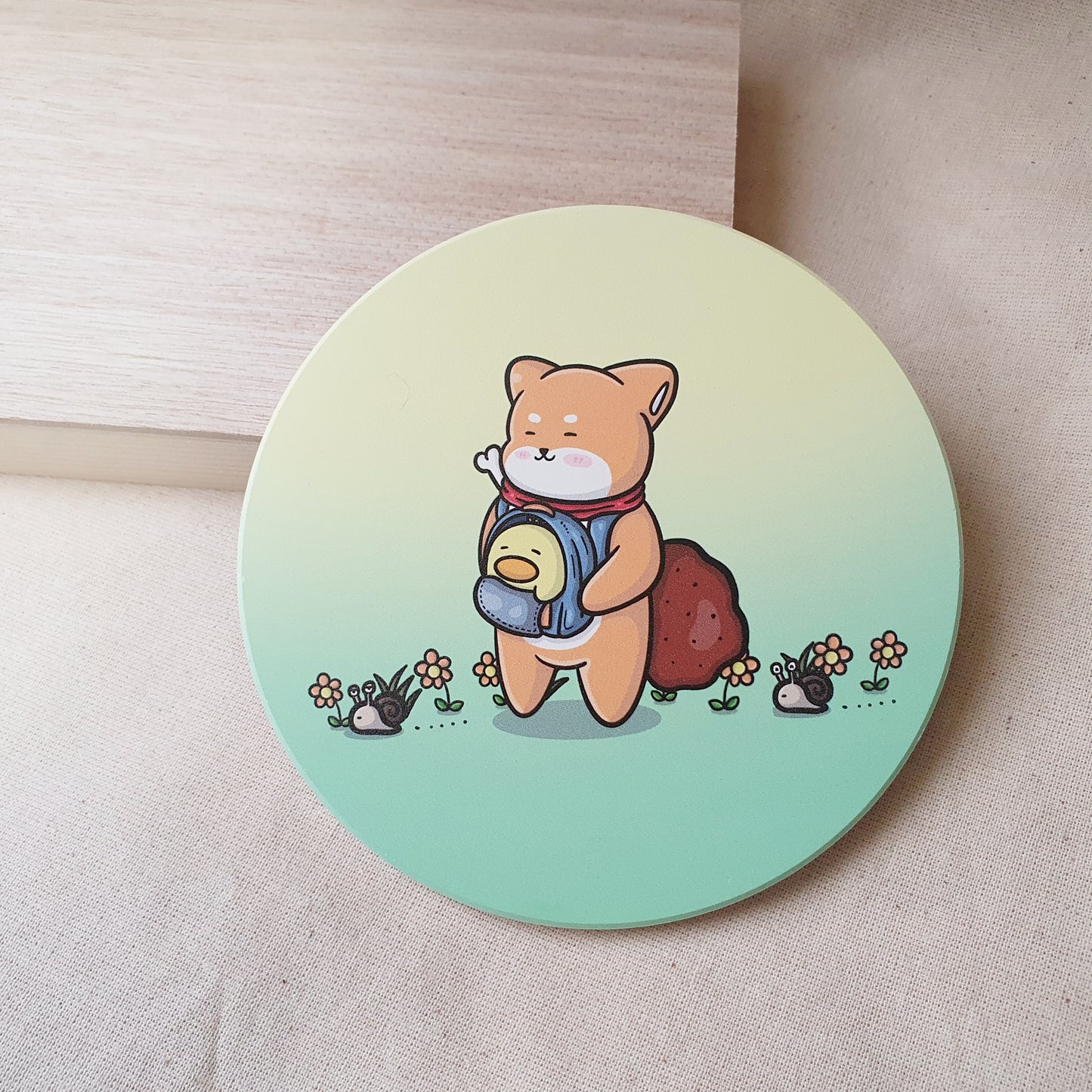 【武士汪汪】鶯歌陶瓷吸水杯墊-一同去郊遊