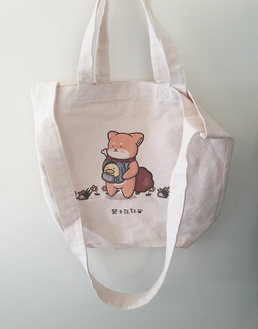【武士汪汪】插畫商品 兩用帆布袋- 一同去郊遊
