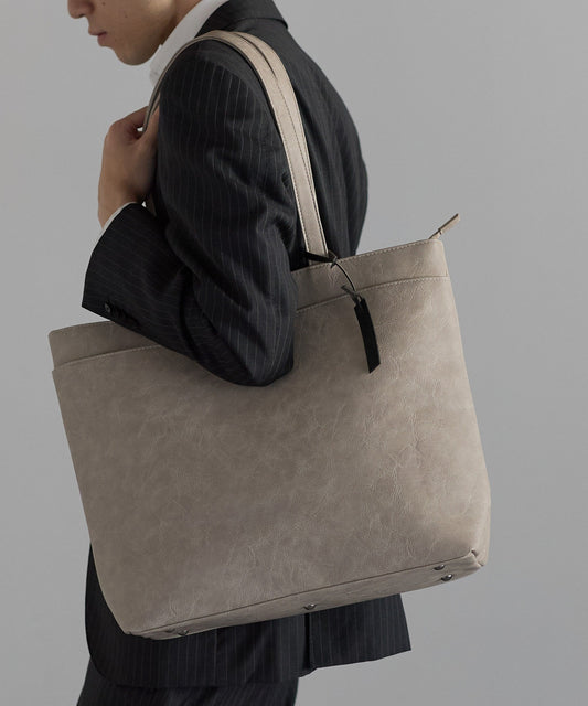 【GUSCIO UOMO】質感商務托特包 PU皮革 可放A4文件