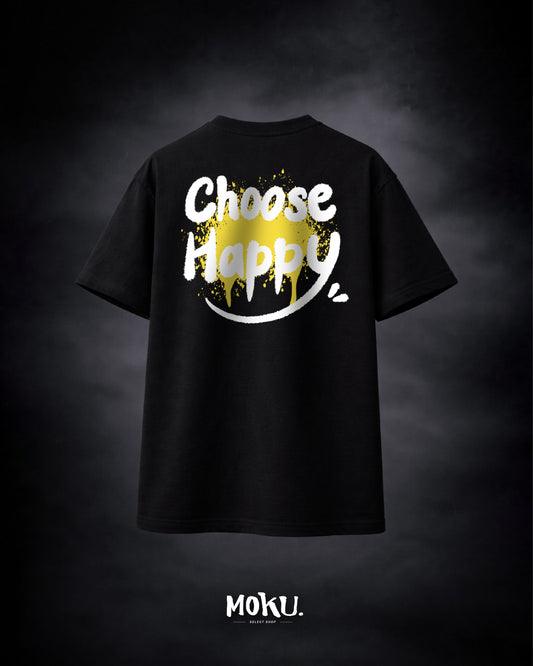 【MOKU.原創】Smile系列 街頭塗鴉風 重磅落肩短T (黑)