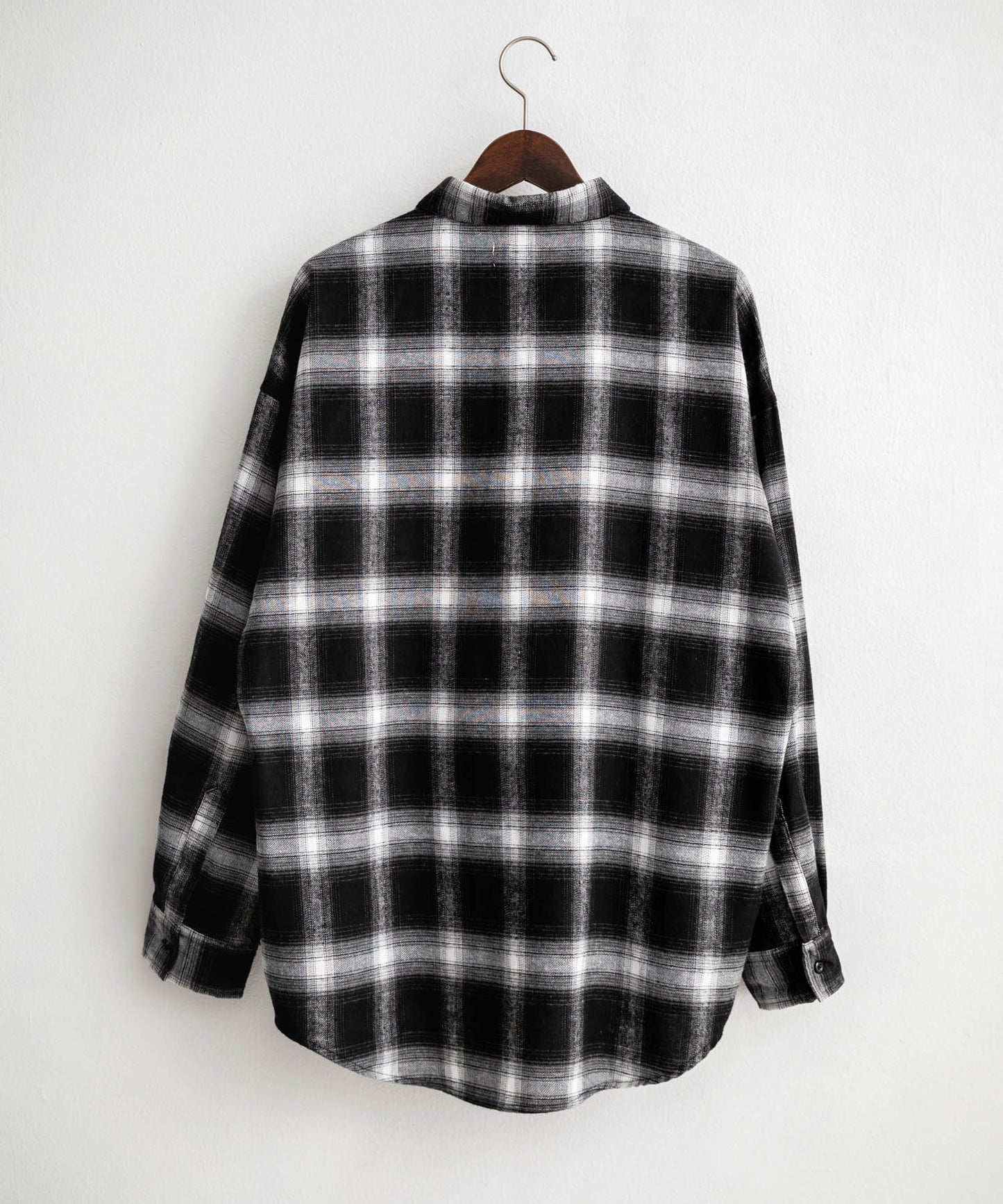 【Rocky Monroe】寬鬆版法蘭絨格紋襯衫