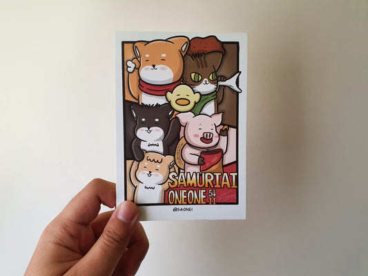 【武士汪汪】插畫商品 明信片-汪汪家族