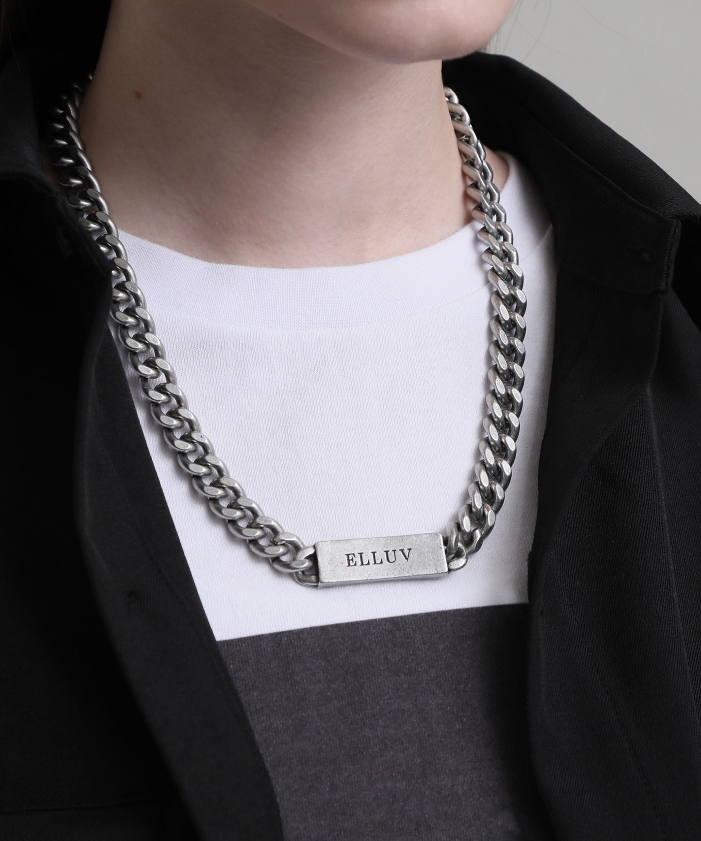 【Art re A】ELLUV LOGO刻印不鏽鋼鍊條項鍊