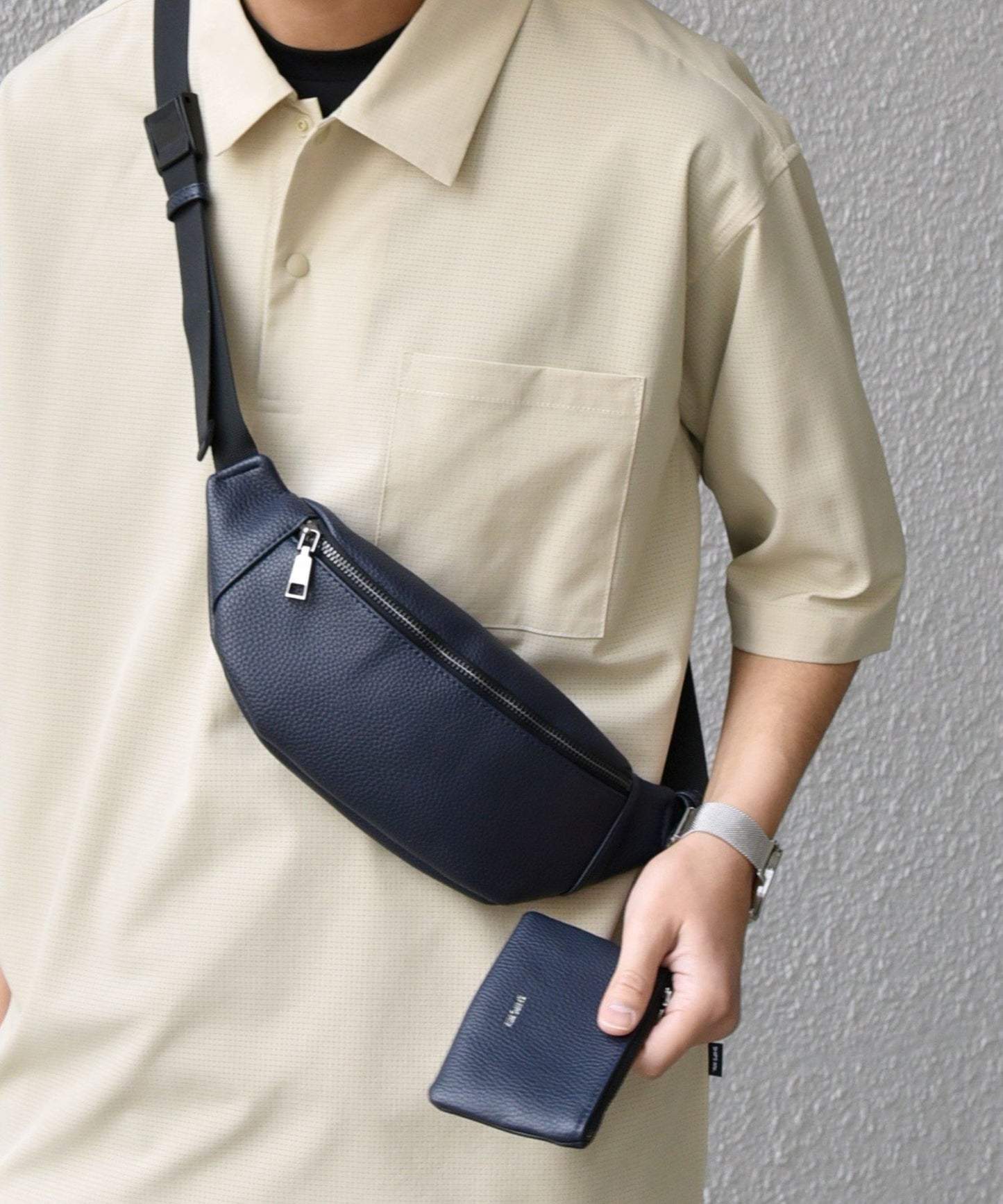 【SHIPS】SHIPS any系列 成熟質感床革胸包 腰包 斜背包(附卡片夾)