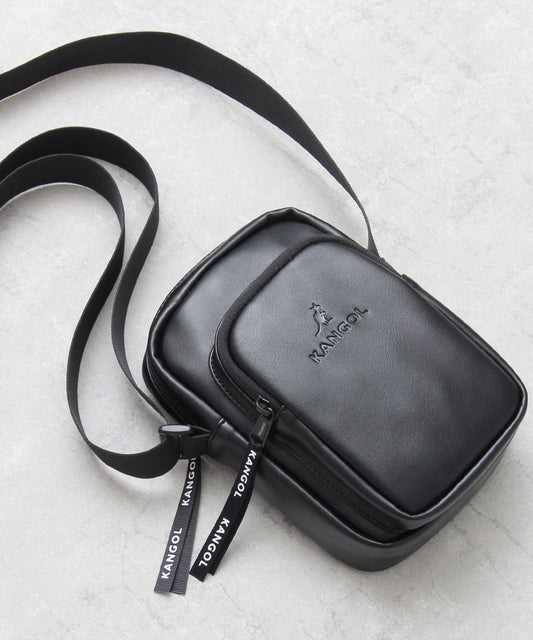 【A.M.S.】KANGOL聯名款 PU皮革質感方形迷你斜背包/肩背包