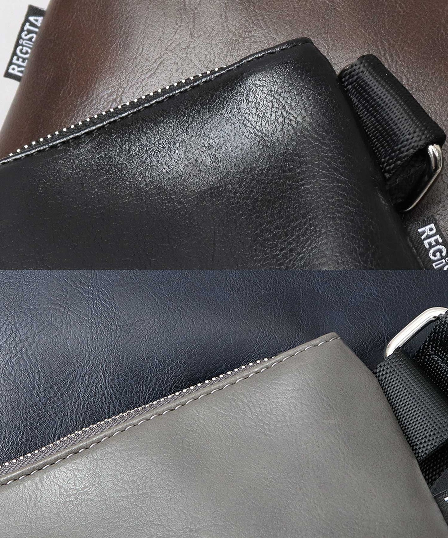 【A.M.S.】REGiSTA聯名 牛床革真皮時尚休閒胸包/斜背包