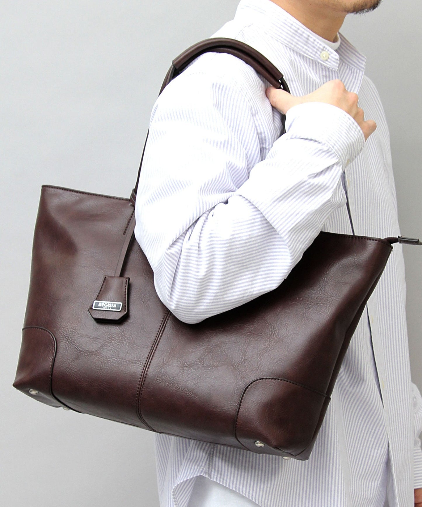 【A.M.S.】REGiSTA聯名 牛床革真皮精緻商務托特包