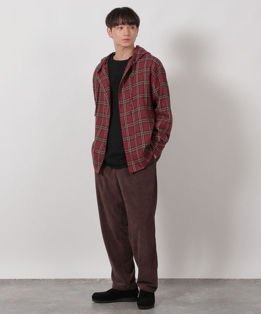 【LAKOLE】格紋連帽長袖襯衫