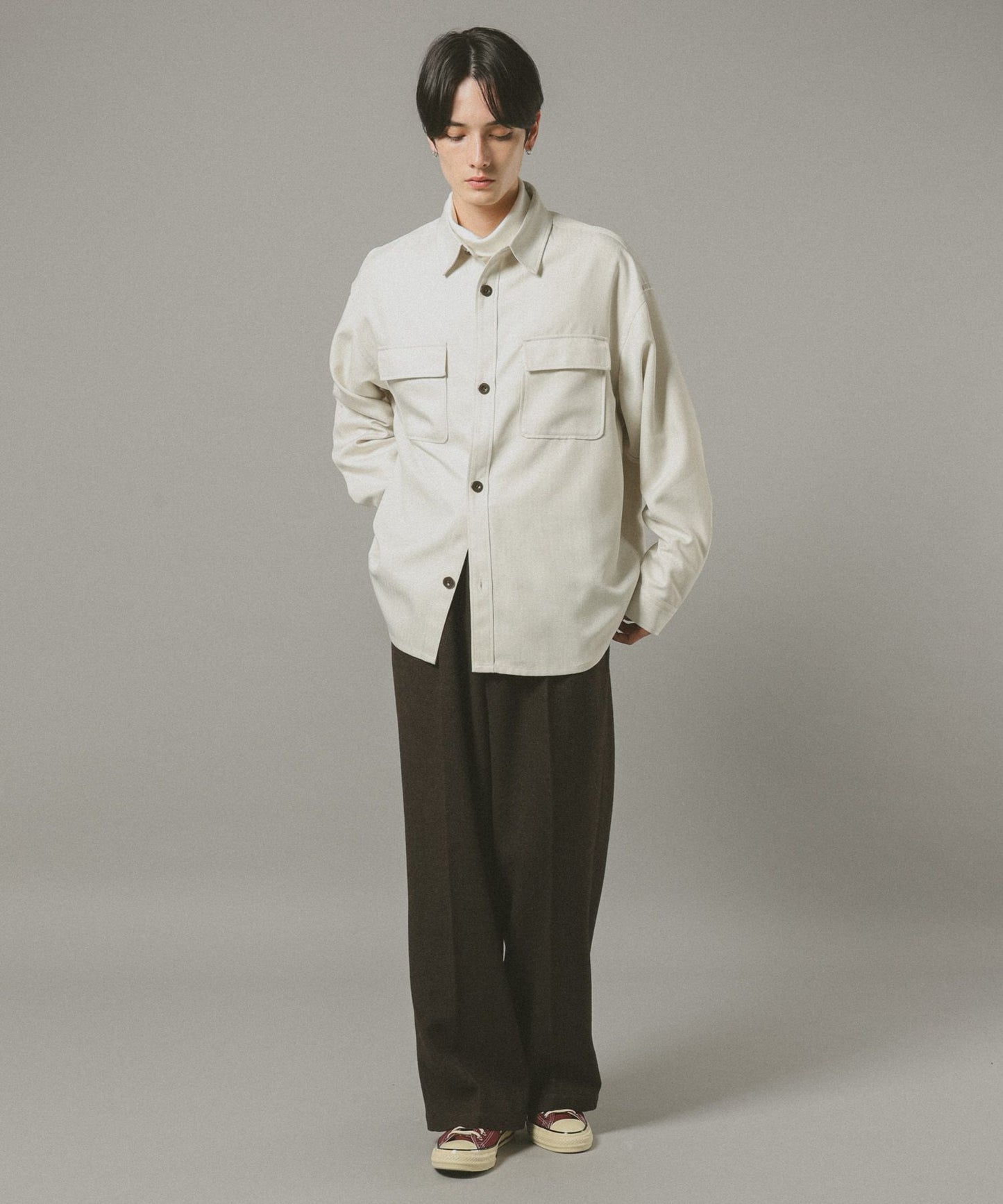 【RAGEBLUE】 仿粗花呢質感抗皺寬版襯衫