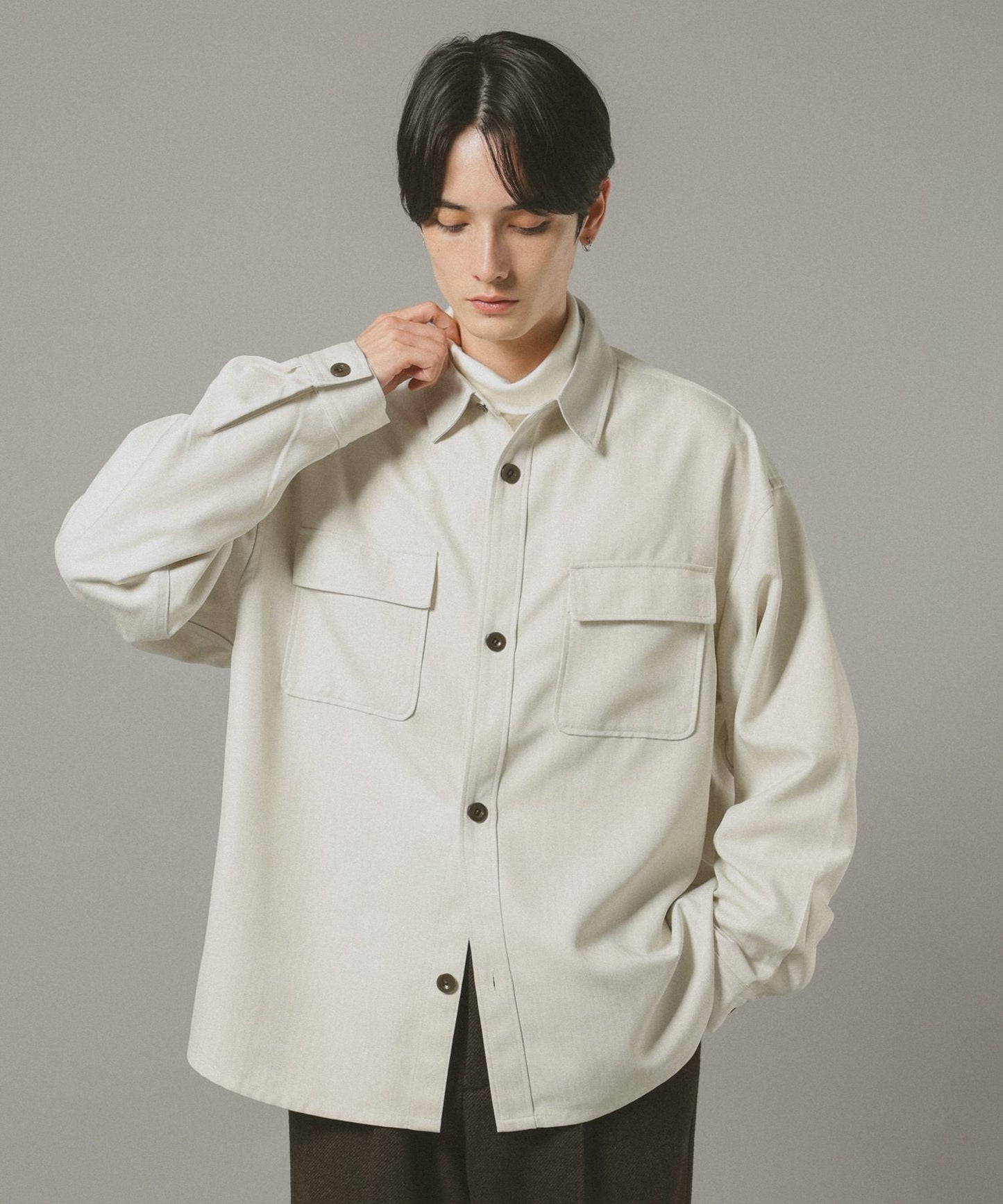 【RAGEBLUE】 仿粗花呢質感抗皺寬版襯衫