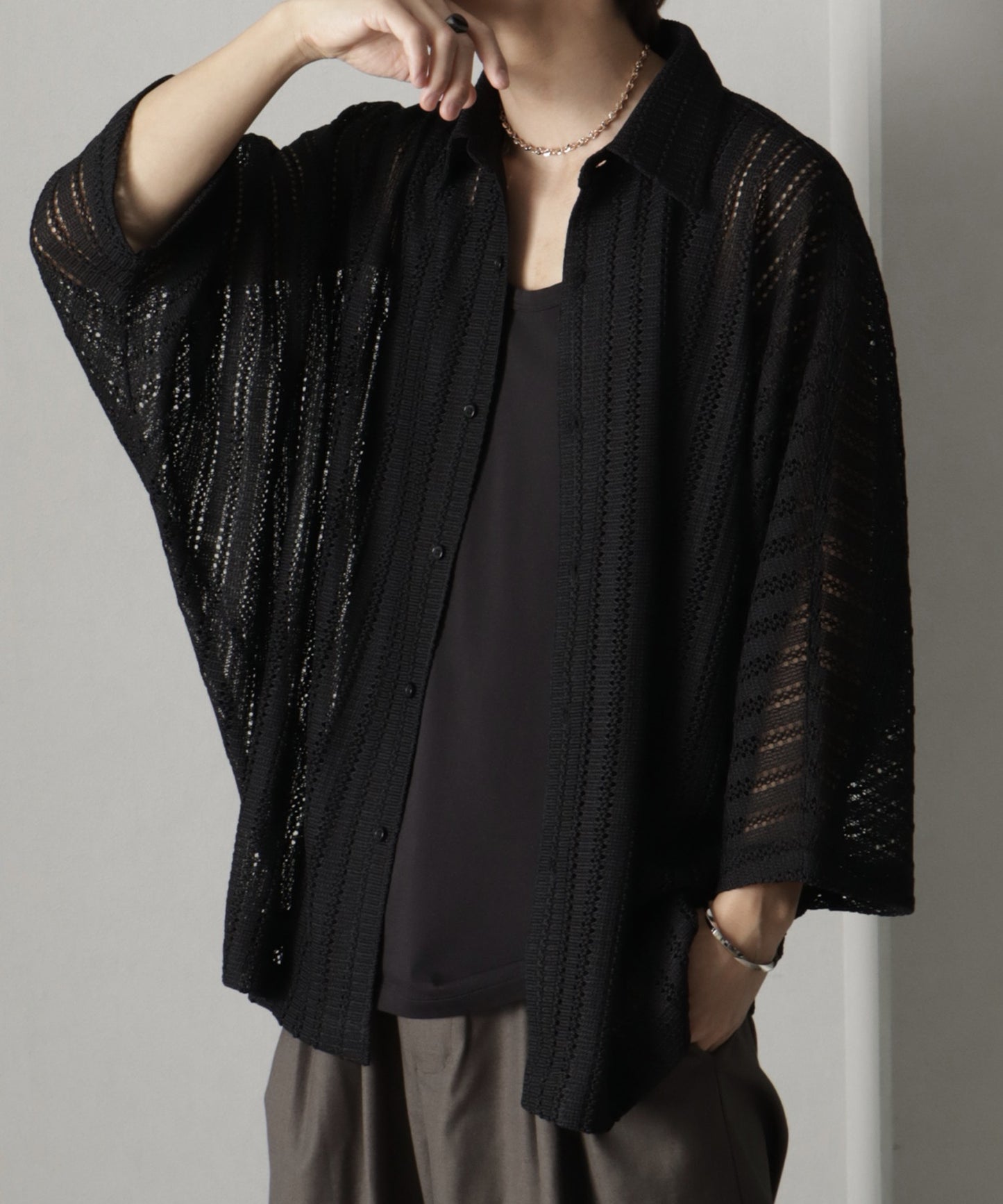 【Art re A】 welise 時尚透明蝙蝠袖襯衫