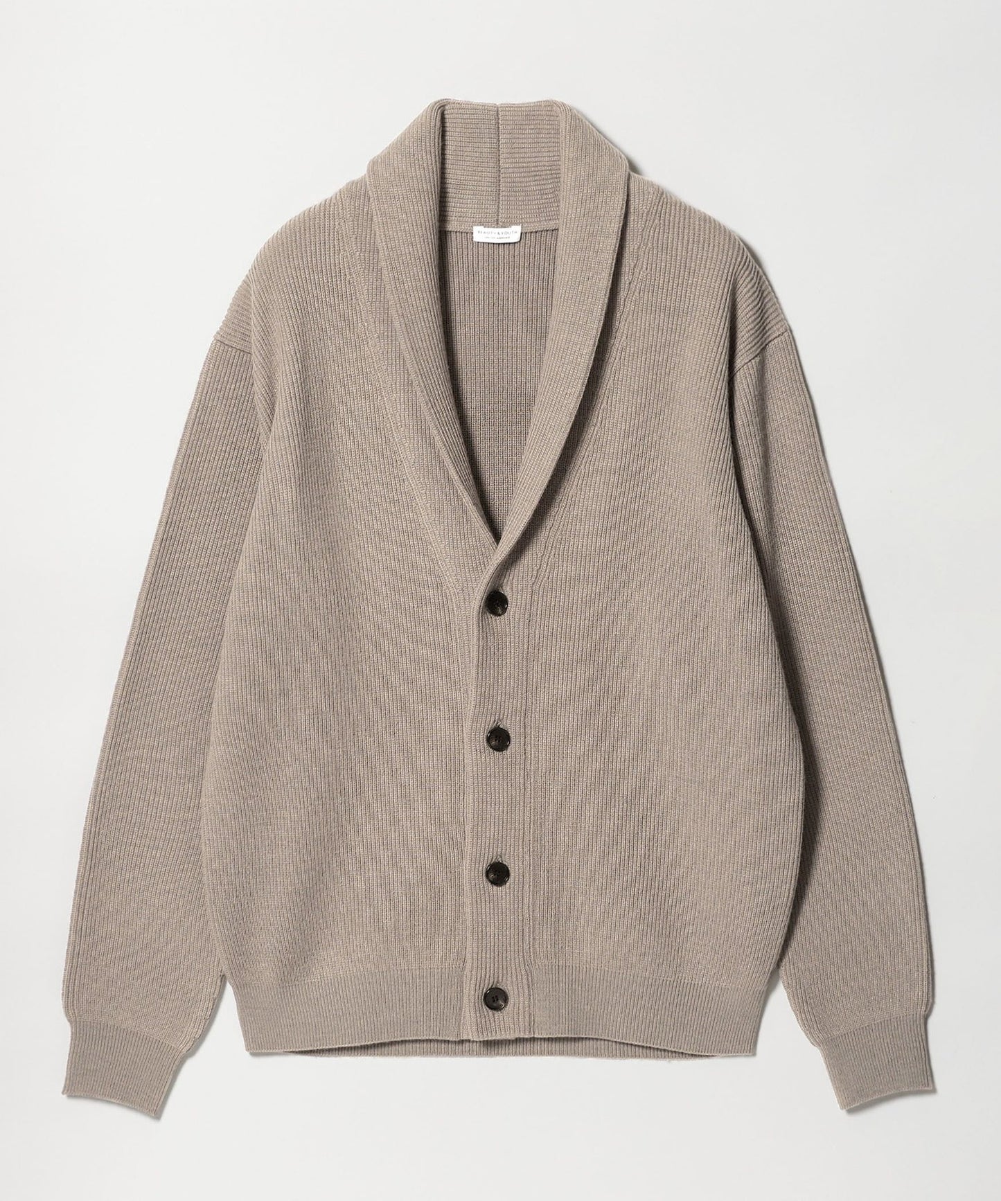 【BEAUTY&YOUTH】WARDROBE SMART系列 羊毛混紡羅紋編織圍領開襟外套