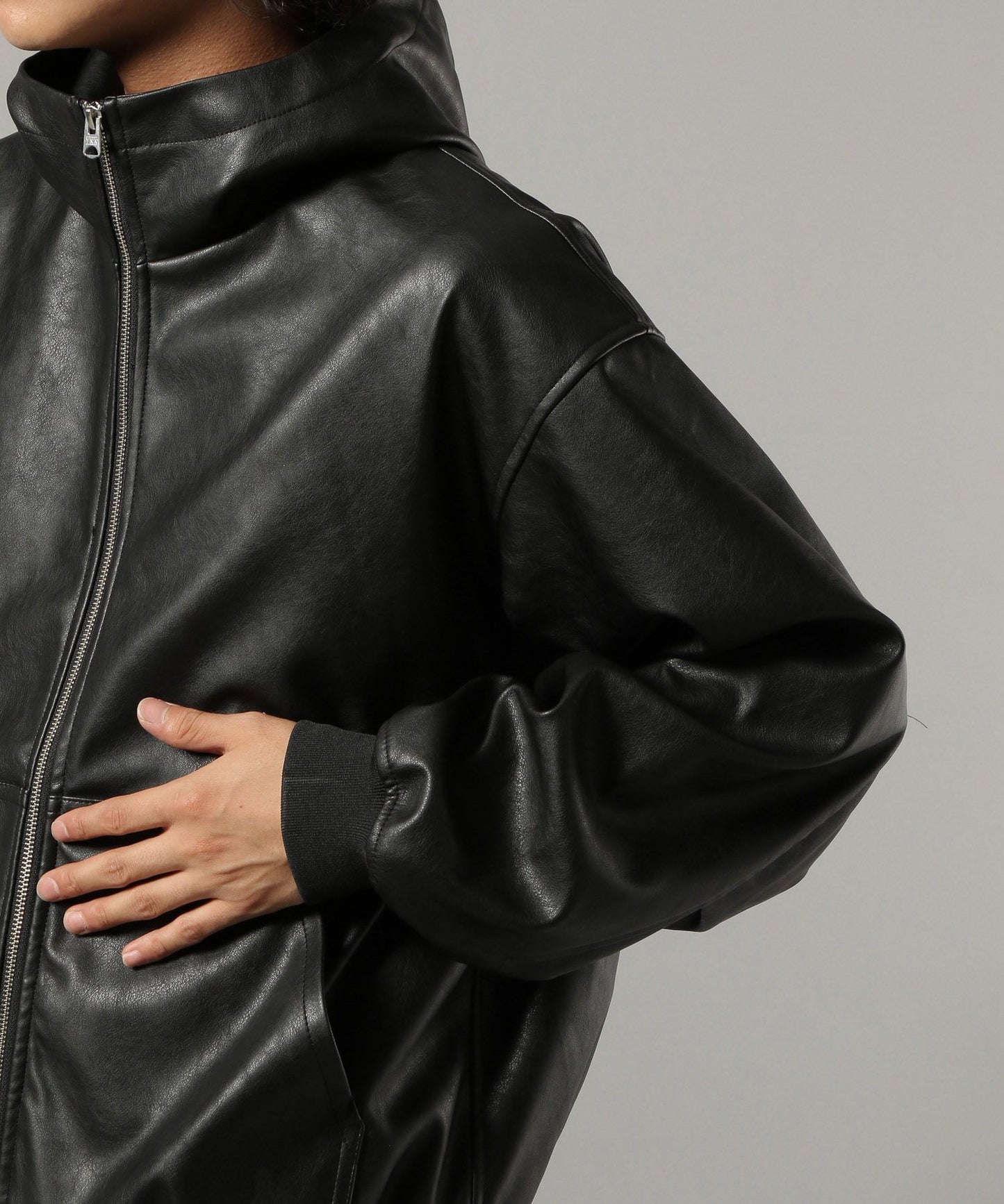 【RAGEBLUE】 質感PU皮革連帽外套