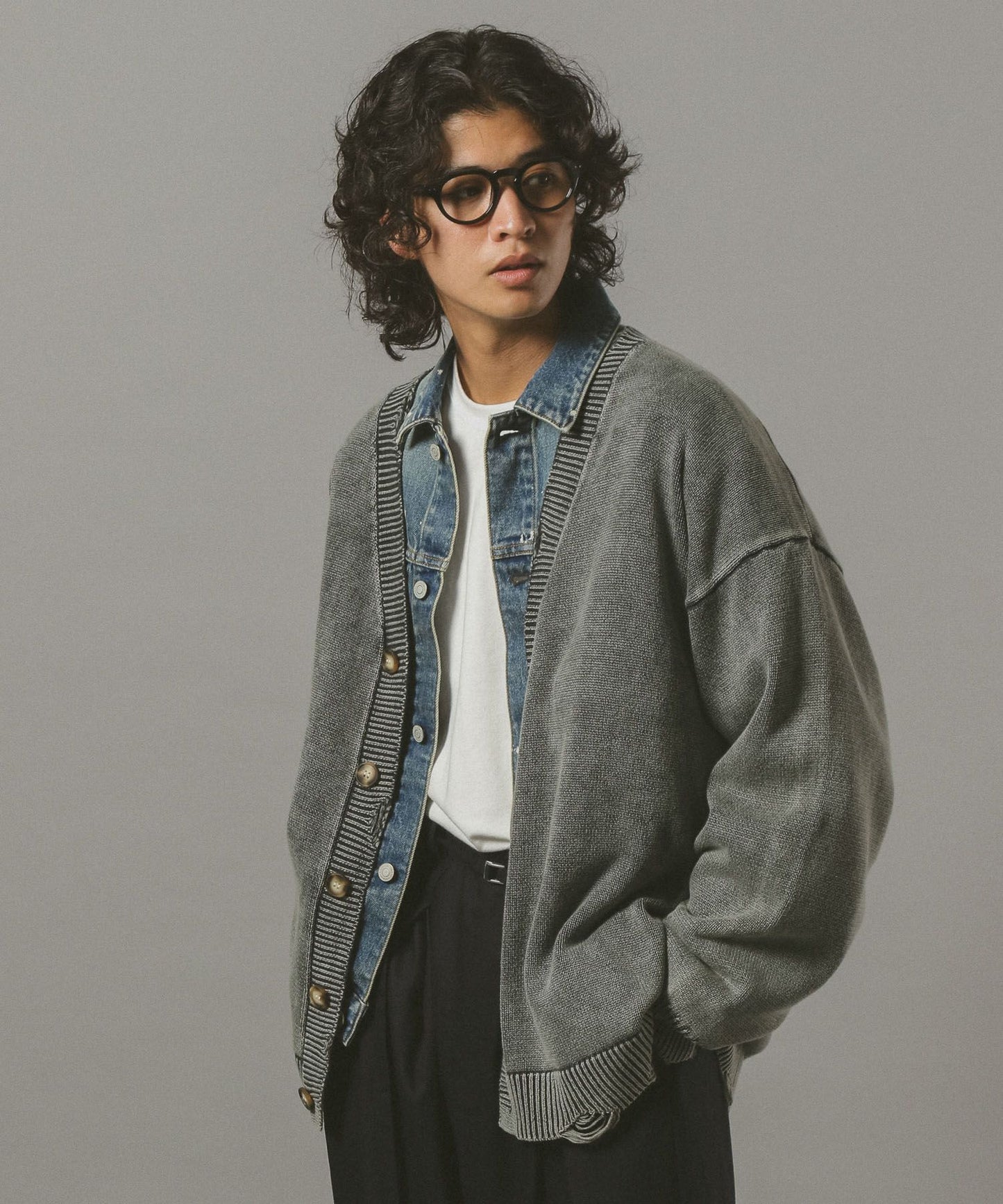 【RAGEBLUE】 復古破壞風針織開襟外套