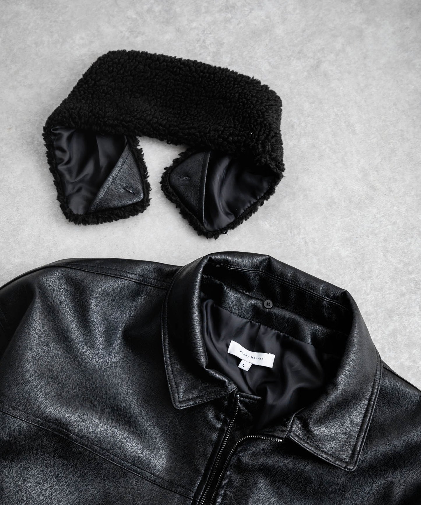 【Rocky Monroe】寬鬆版PU皮革G-1飛行外套 飛行夾克/可自由更換毛領