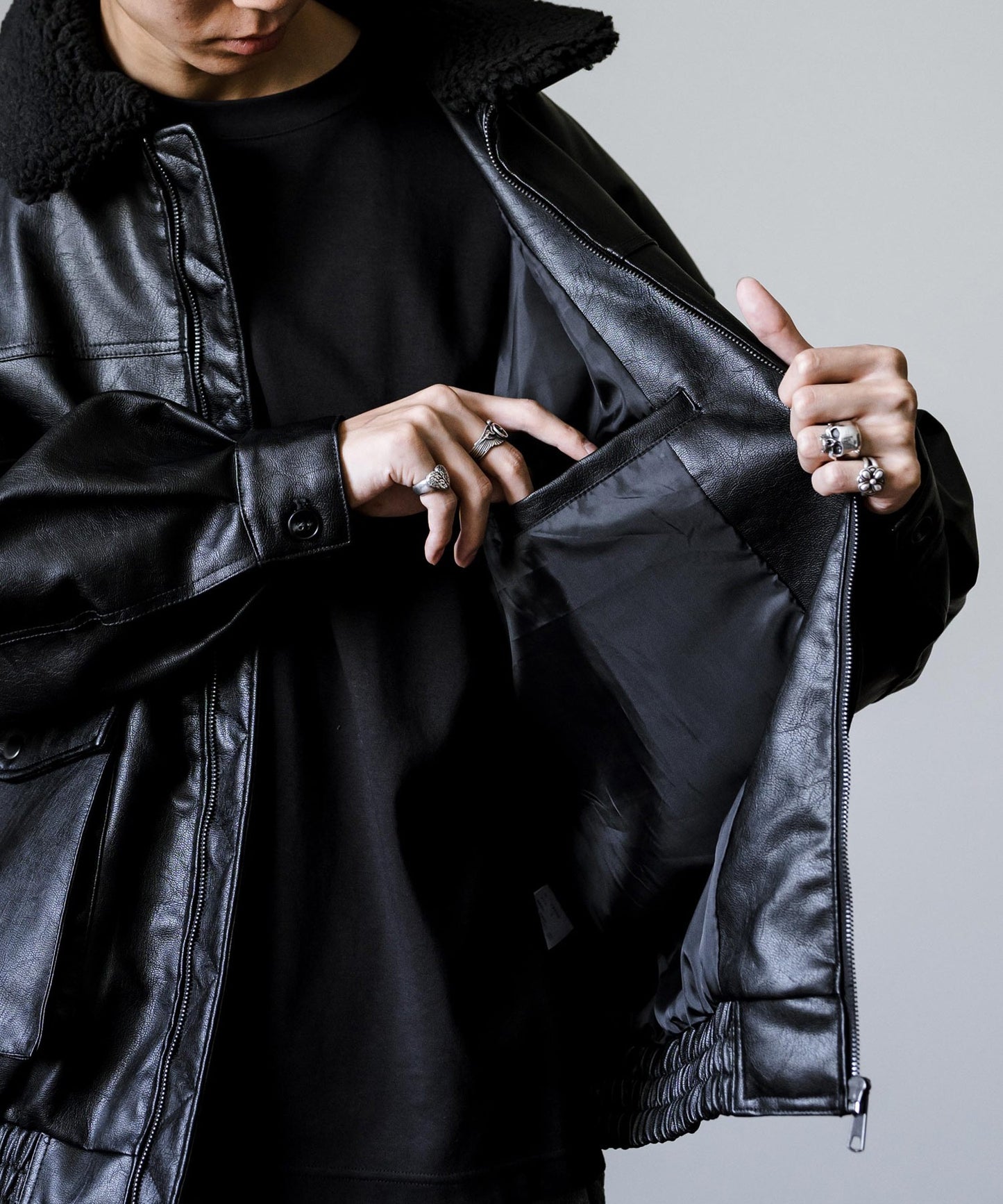 【Rocky Monroe】寬鬆版PU皮革G-1飛行外套 飛行夾克/可自由更換毛領