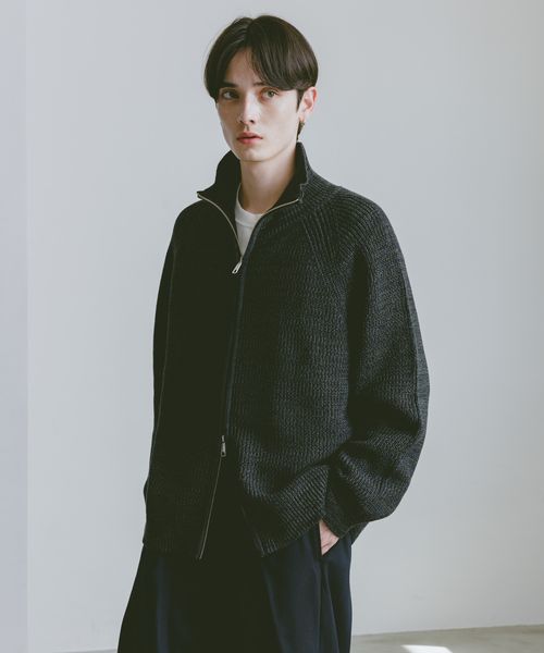 【RAGEBLUE】 畦編立領拉鍊針織外套