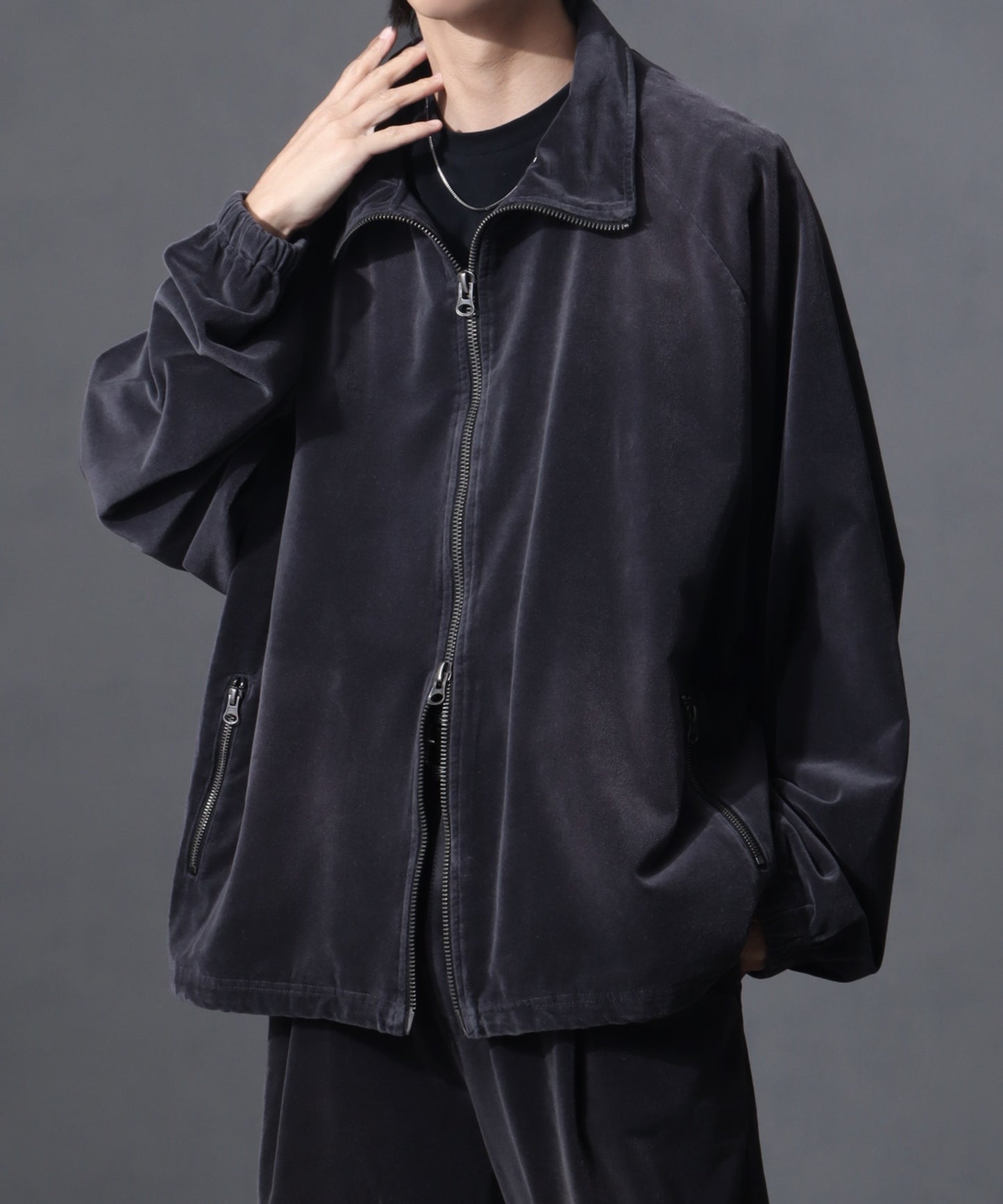 【Art re A】welise 復古天鵝絨質感寬鬆版運動夾克