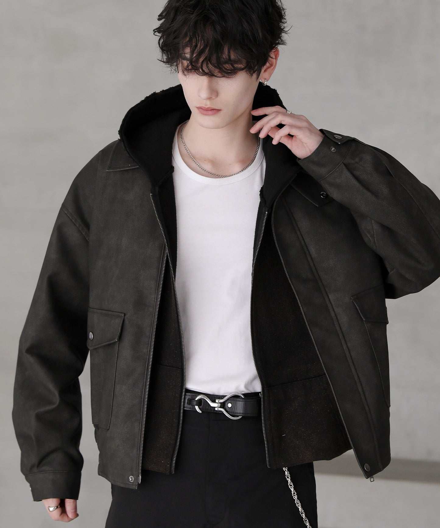 【ASTRONOMY】復古仿舊PU皮革短版飛行外套