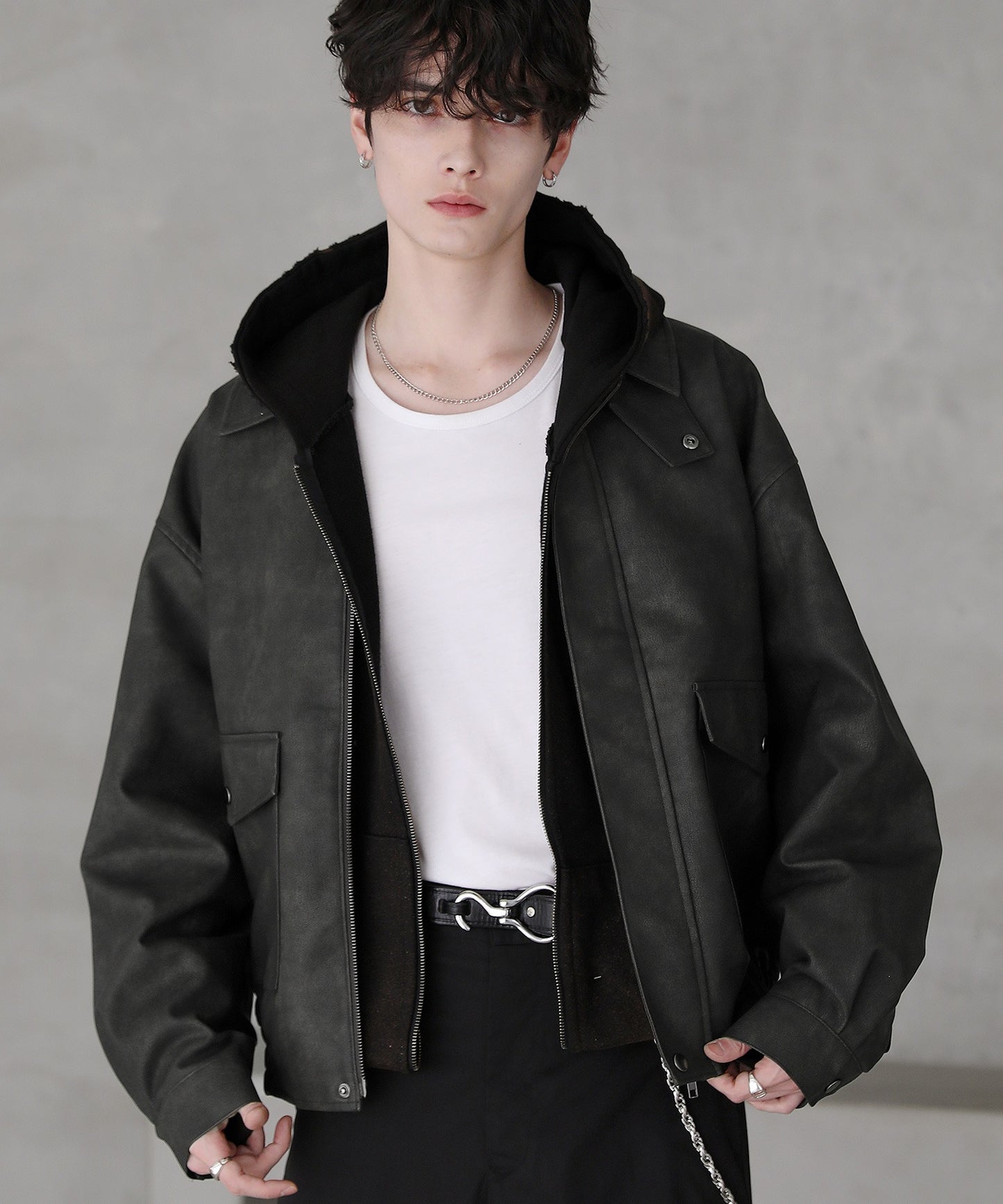 【ASTRONOMY】復古仿舊PU皮革短版飛行外套