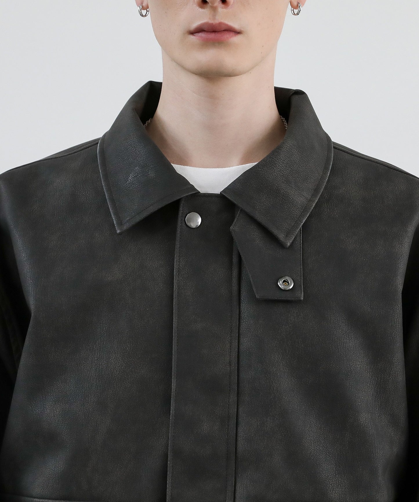 【ASTRONOMY】復古仿舊PU皮革短版飛行外套