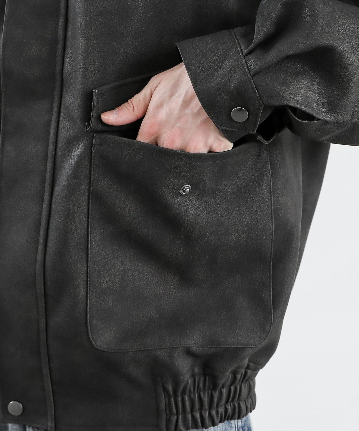 【ASTRONOMY】復古仿舊PU皮革短版飛行外套