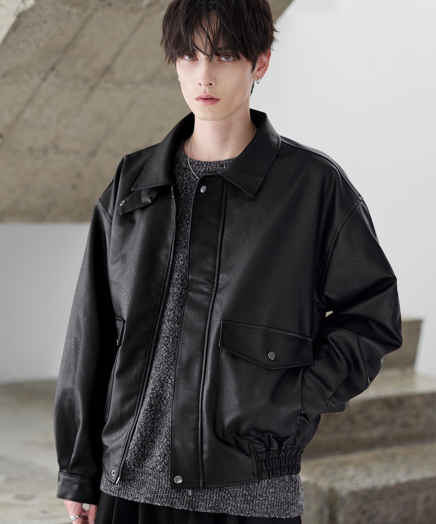 【ASTRONOMY】復古仿舊PU皮革短版飛行外套