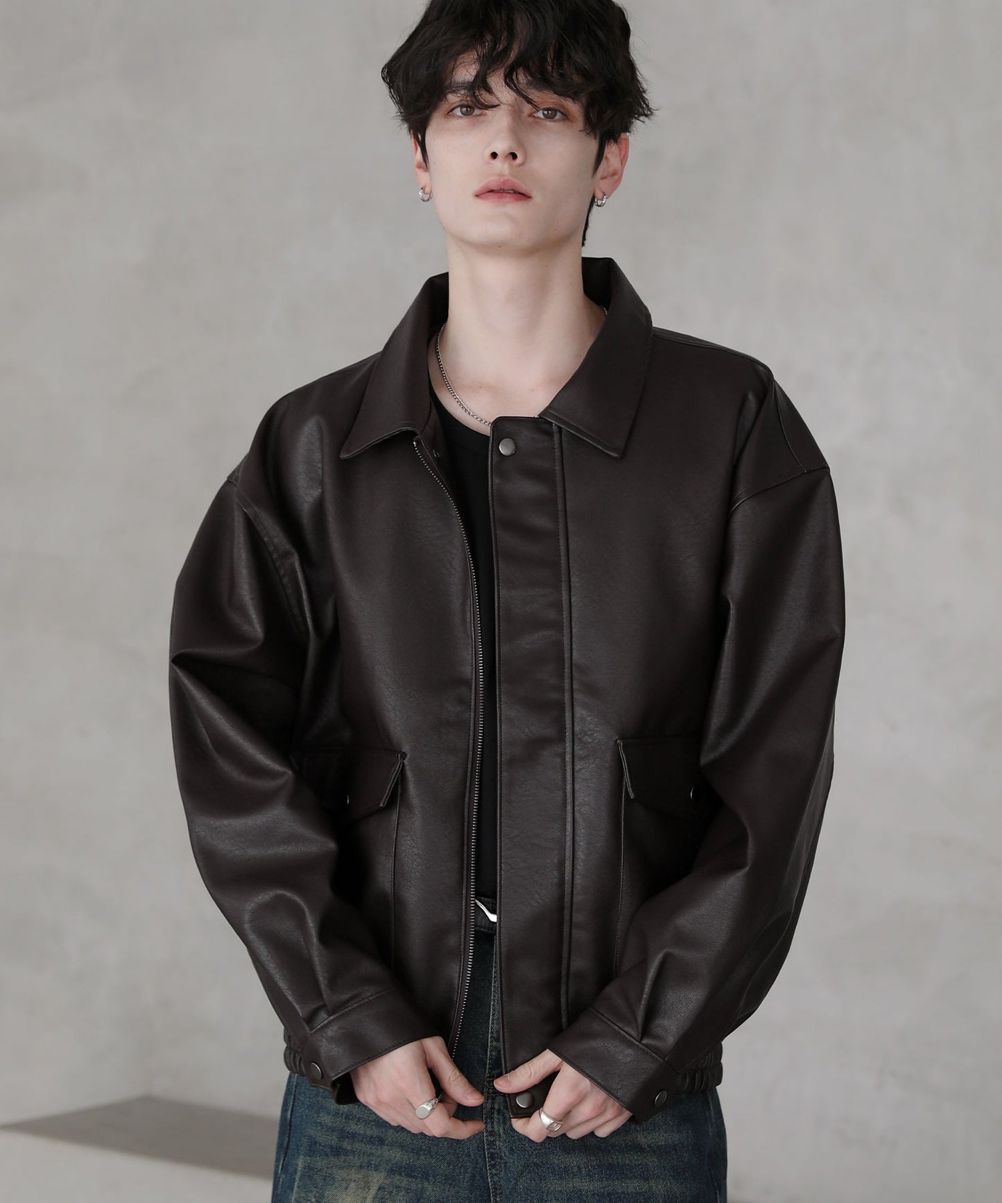 【ASTRONOMY】復古仿舊PU皮革短版飛行外套