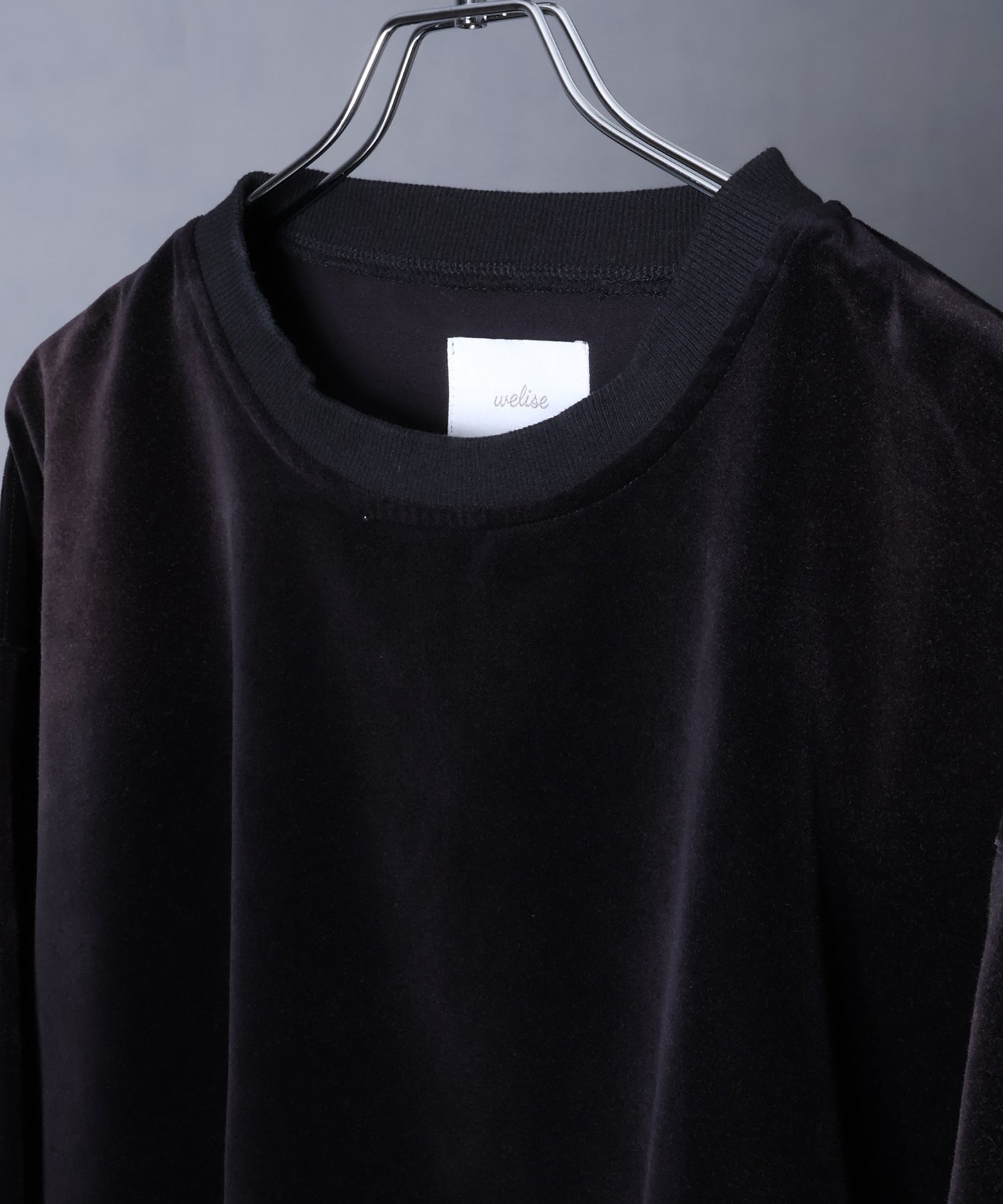 【Art re A】welise 復古天鵝絨圓領寬鬆長袖T恤
