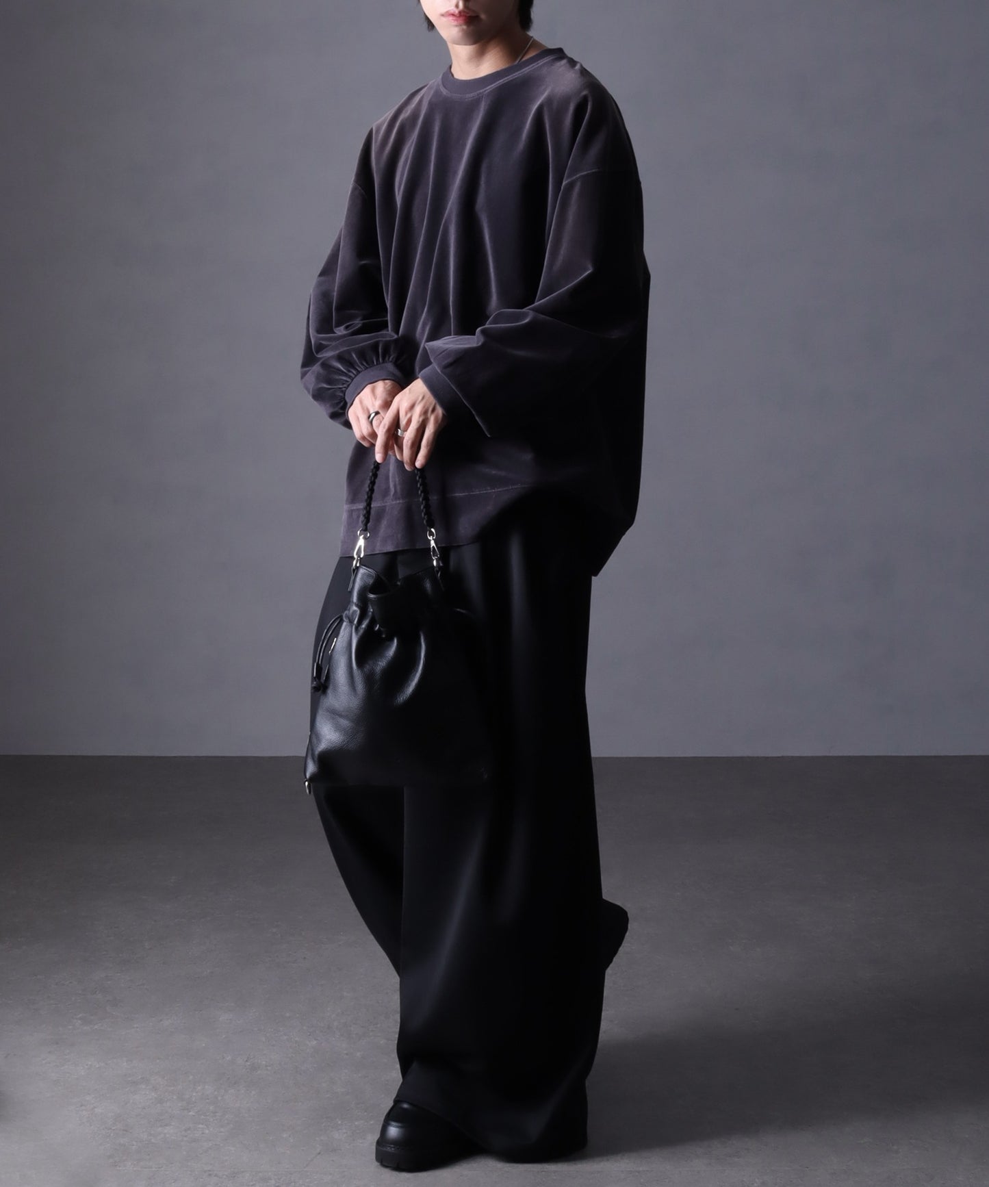 【Art re A】welise 復古天鵝絨圓領寬鬆長袖T恤