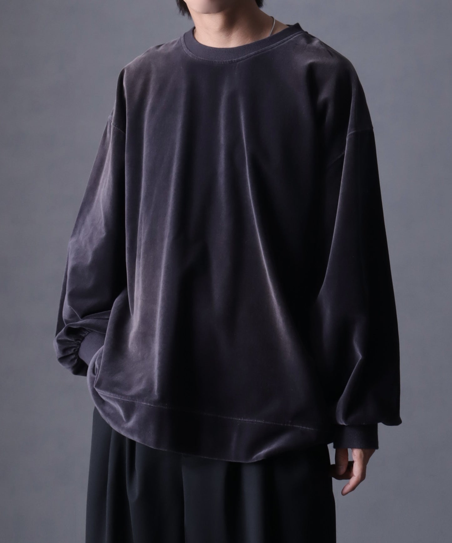 【Art re A】welise 復古天鵝絨圓領寬鬆長袖T恤