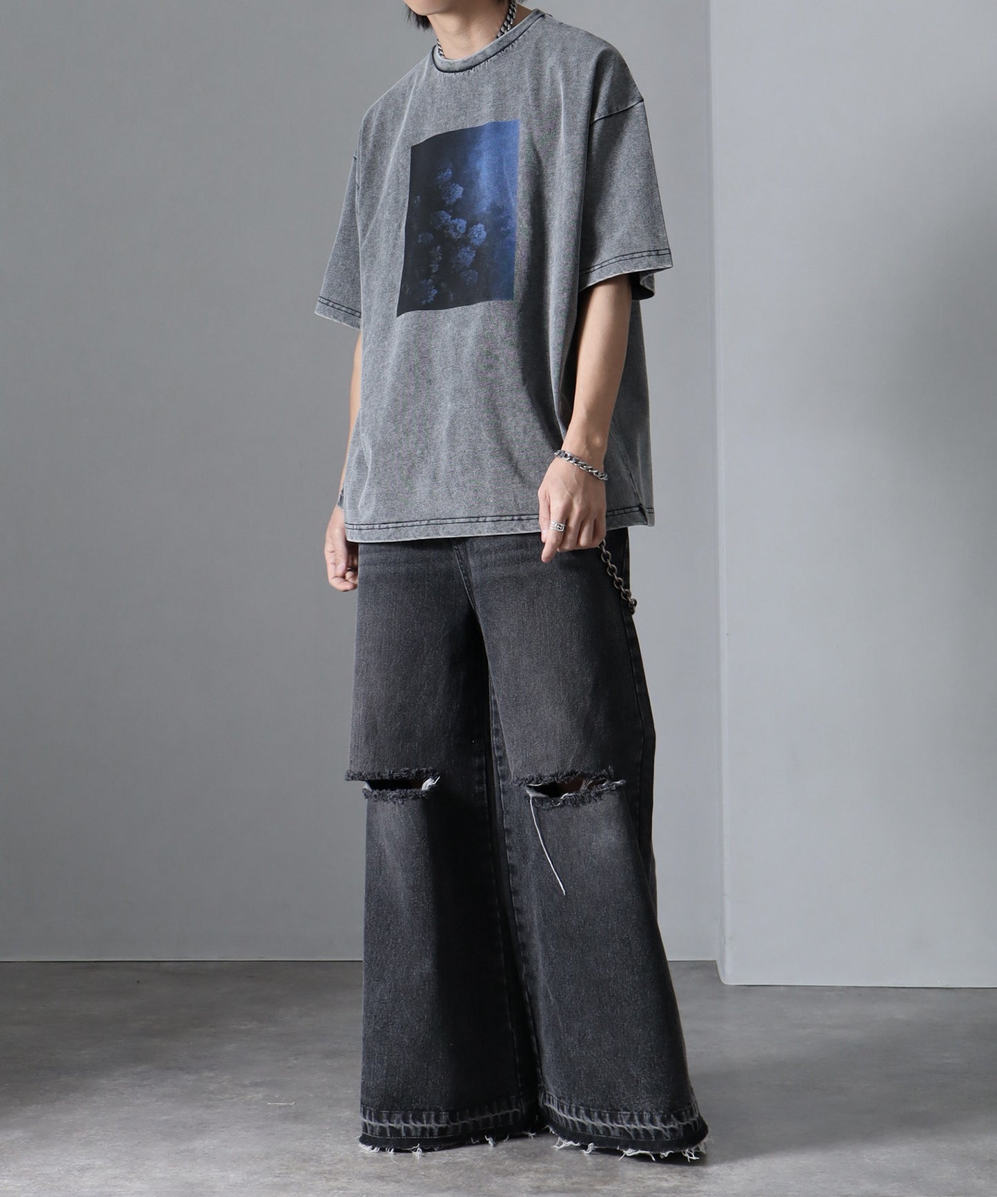 【Art re A】welise 摩登花卉圖騰仿舊雪染T恤 短T