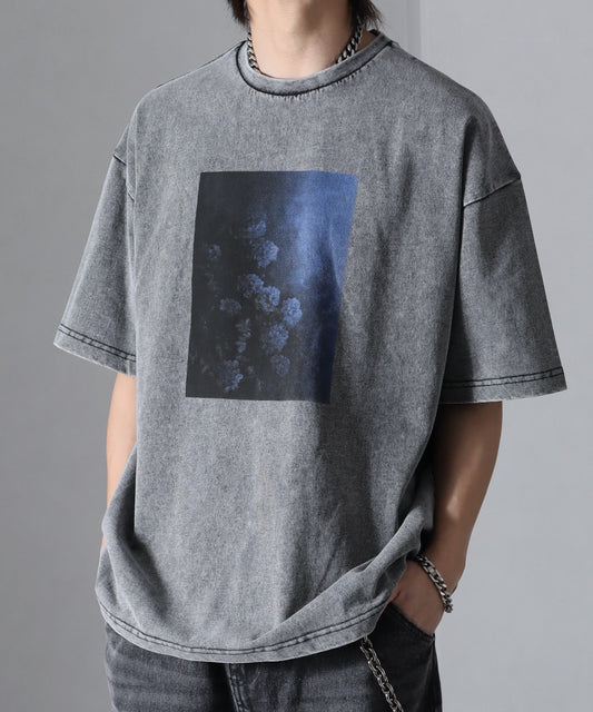 【Art re A】welise 摩登花卉圖騰仿舊雪染T恤 短T