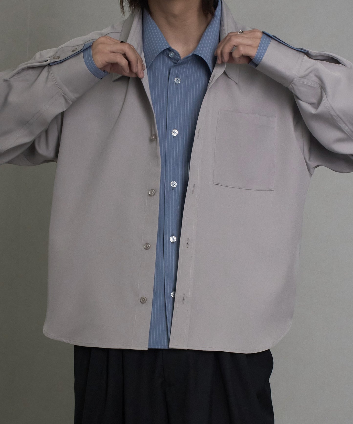 【Art re A】welise 垂墜感拼接條紋假兩件襯衫