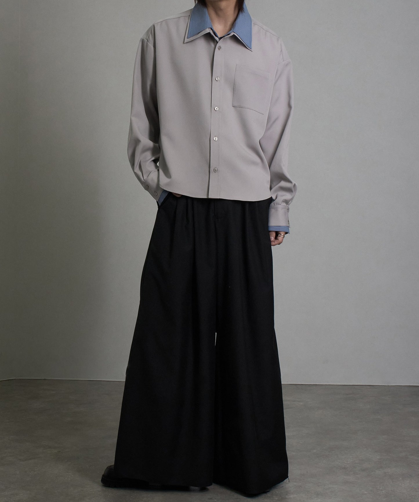 【Art re A】welise 垂墜感拼接條紋假兩件襯衫