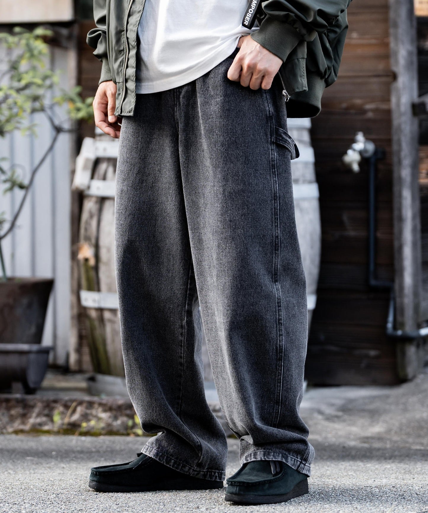 【Rocky Monroe】KANGO特別合作款 寬版錐形丹寧工裝長褲