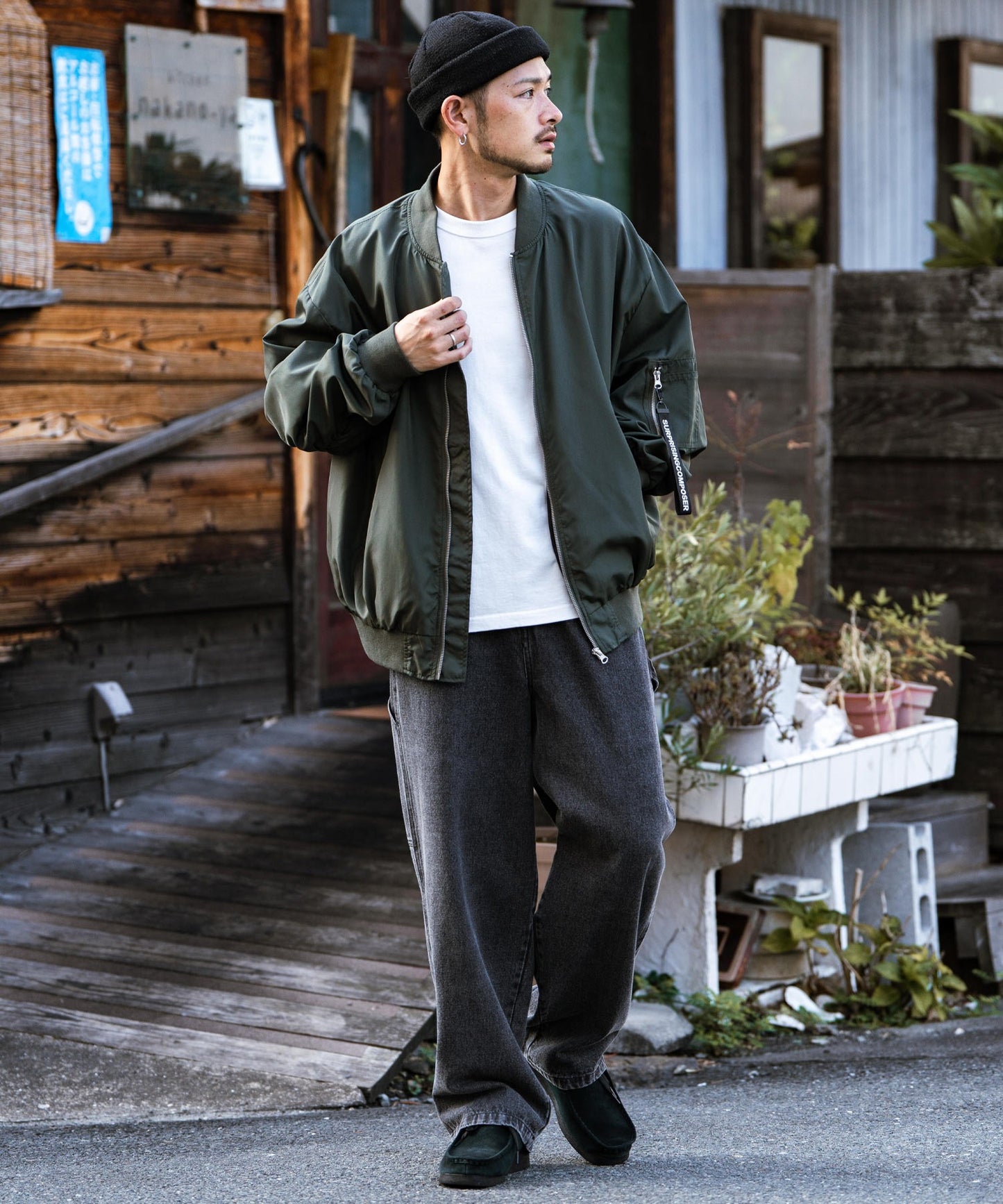 【Rocky Monroe】KANGO特別合作款 寬版錐形丹寧工裝長褲