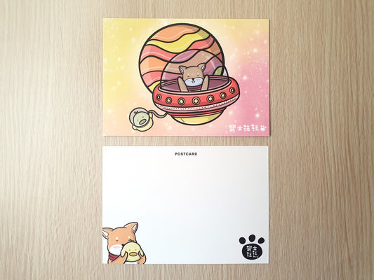 【武士汪汪】插畫商品 明信片-不明飛行汪體