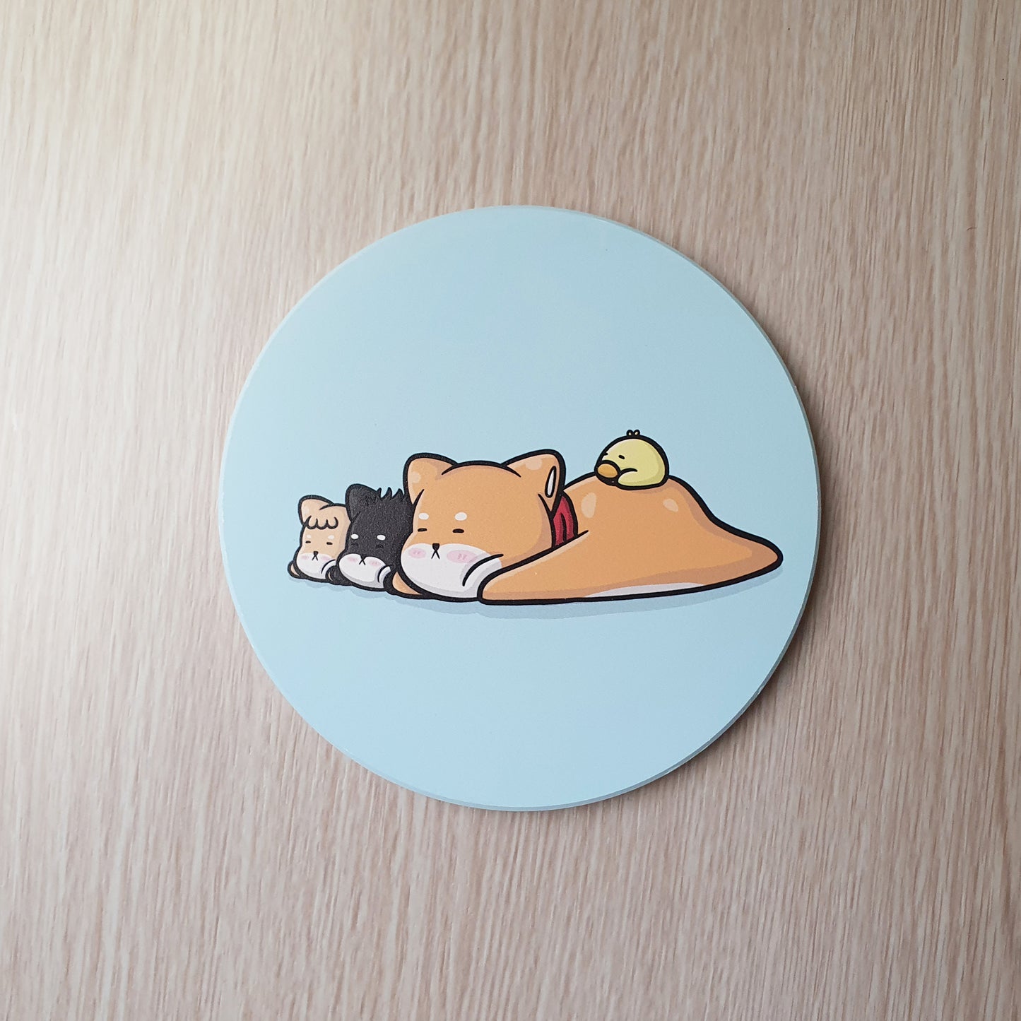 【武士汪汪】鶯歌陶瓷吸水杯墊-不想動。一起耍廢吧