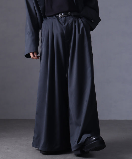 【Art re A】welise 優雅質感 TR 三褶設計 時尚寬版西裝褲