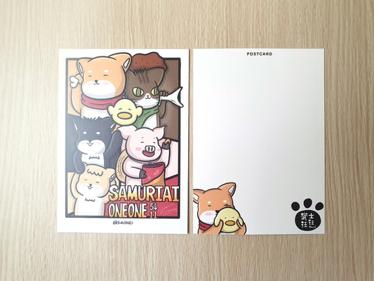【武士汪汪】插畫商品 明信片-汪汪家族