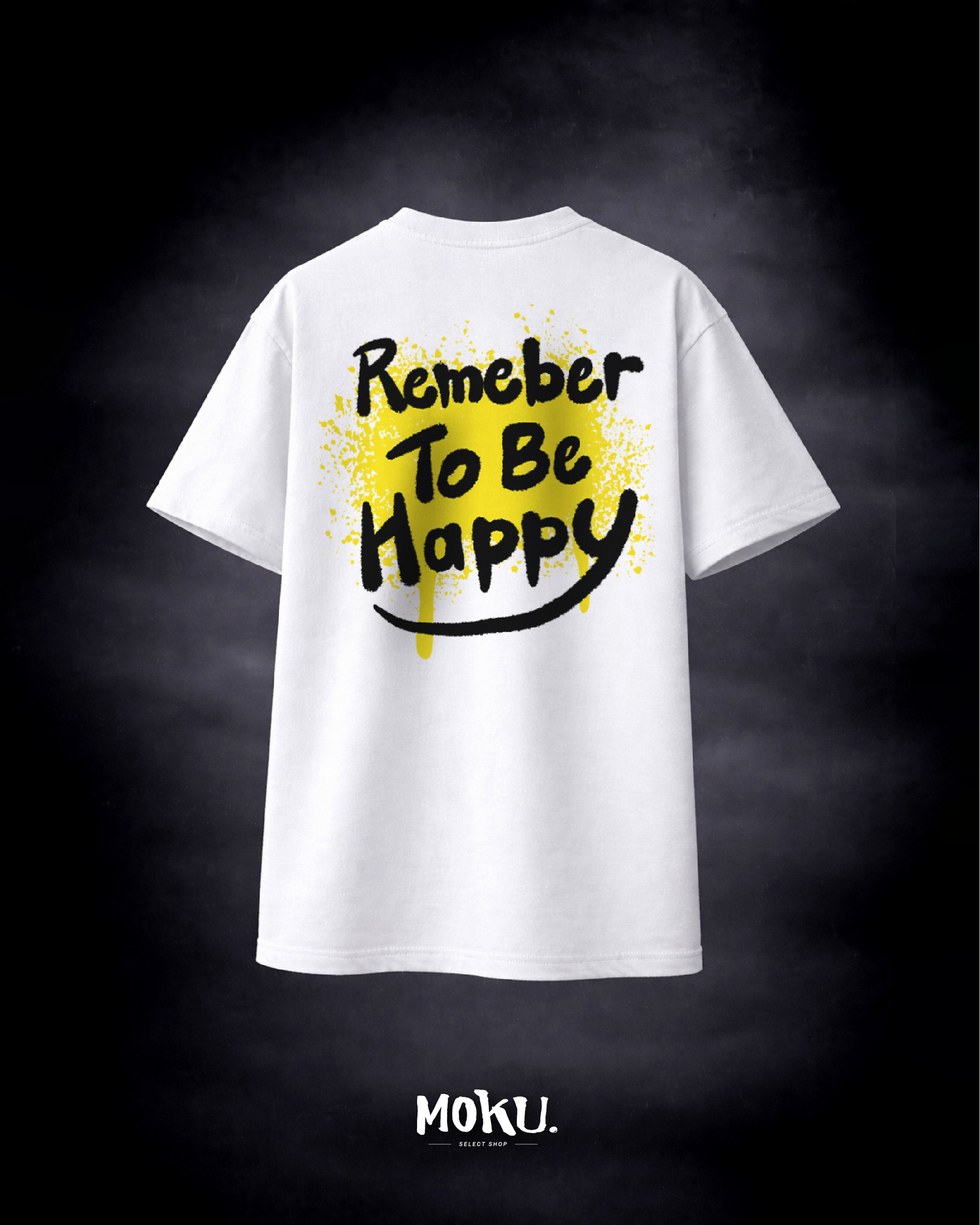 【MOKU.原創】Smile系列 街頭塗鴉風 微笑短T (白)
