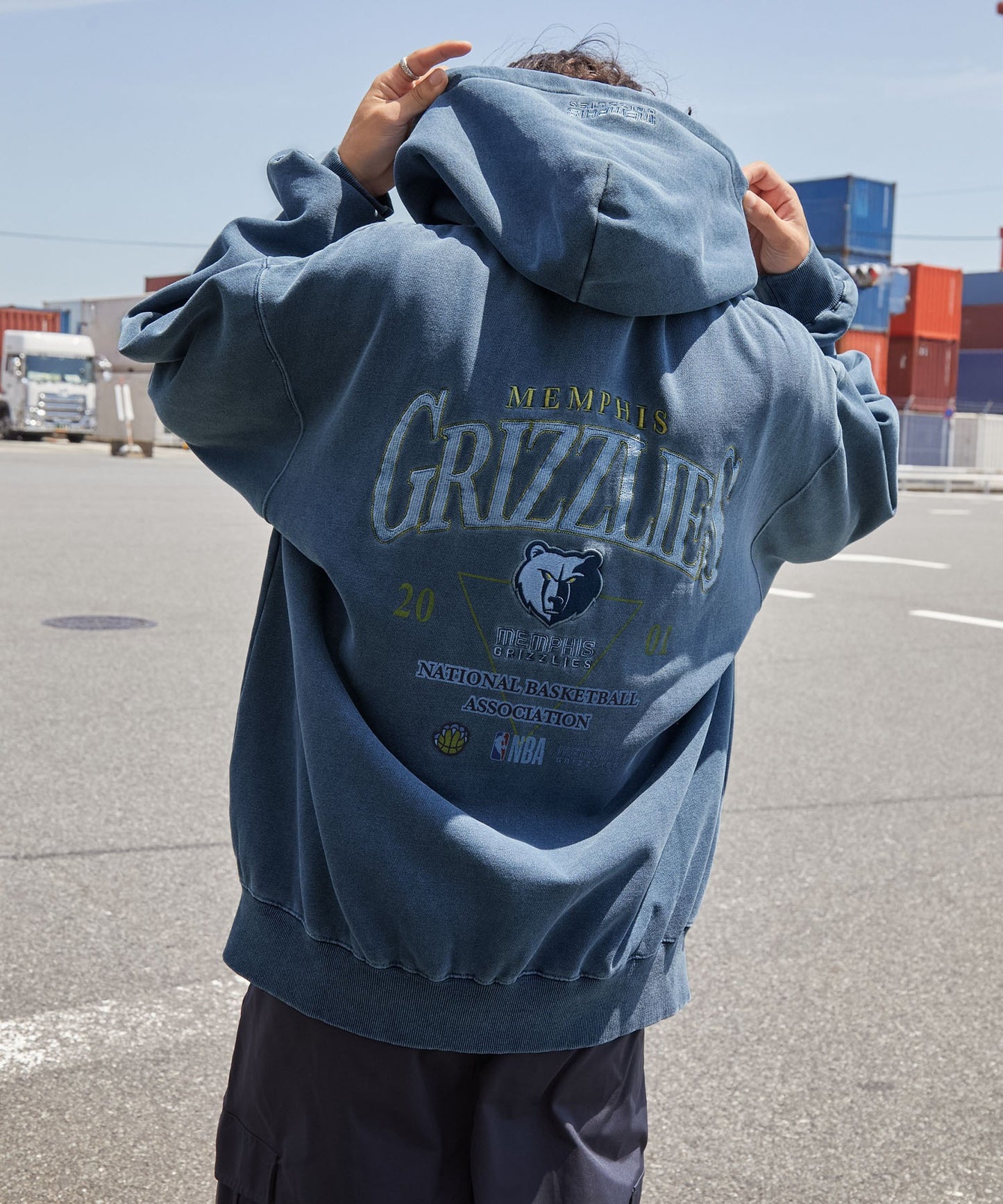 【EMMA CLOTHES】NBA系列 曼非斯灰熊 復古街頭 刺繡內刷毛連帽外套 日本預購